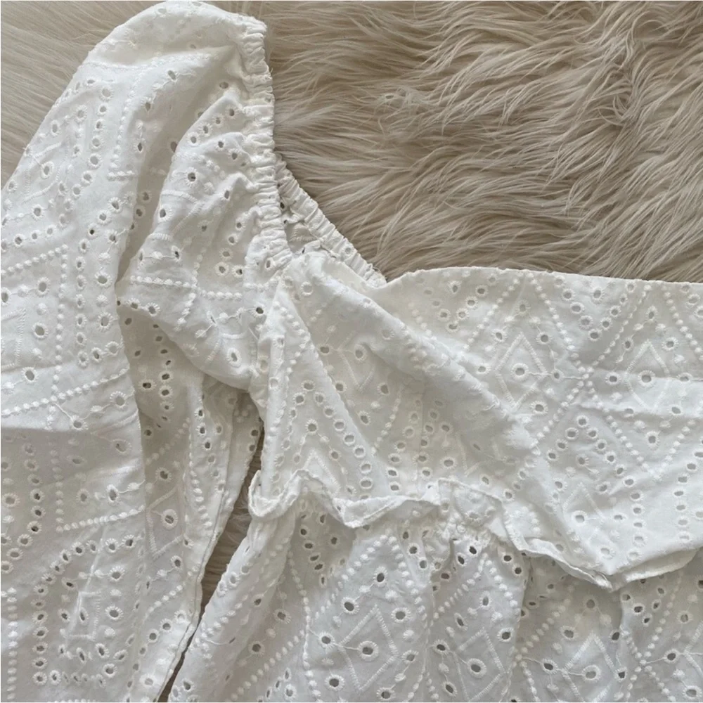 Anthro Misa Los Angeles Sera Off the Shoulder White Eyelet Lace Top